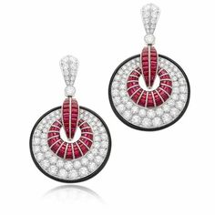 Beautiful Art Deco Inspired Fancy Red Rubie With Round White CZ Dangle Earrings | eBay Art Deco Jewelry Earrings, Art Deco Jewelry Rings, Art Deco Inspired Jewelry, Art Deco Jewellery, Diamonds Are Forever, Deco Earrings, High Jewellery, Onyx Earrings, Deco Engagement Ring