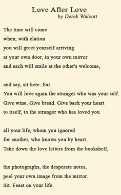 the poem for love after love written by derek wilcottt, who wrote it