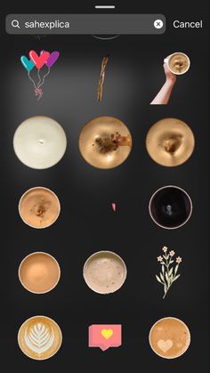 the screenshot shows different types of bowls and spoons, including one that is filled with liquid