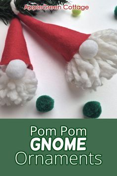 an ornament made out of pom - pom yarn is shown with the words pom pom gnome ornaments