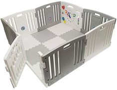 a baby playpen with two gates on each side