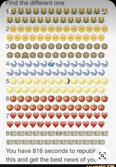 an image of different emoticions in the form of hearts and smiley faces, with text that reads find the different one