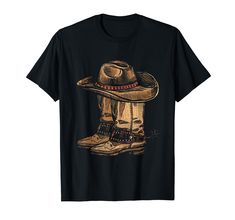 PRICES MAY VARY. If you love country, western and rodeos, then this cool cowboy design is just for you! Cowboys are boys, who traditionally are on a horseback and ride through the desert looking for a saloon. Great gift idea for 4th of July, Christmas, fathers’s day, a birthday or any other present giving occasion. Get this present for someone in your life who is a cowboy or loves country, western, rodeo, line dancing or Texas. Lightweight, Classic fit, Double-needle sleeve and bottom hem Cowboy Shirt Design, Cowboy Tshirt Designs, Western Style T-shirt For Ranch In Summer, Cowboy Boot Tshirt, Western Style Summer T-shirt, Black Western Style T-shirt For Rodeo, Western Style T-shirt For Rodeo, Western Style Graphic Print T-shirt For Country Festivals, Cowboy T-shirt