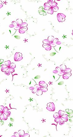 pink flowers on white background with green leaves