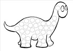 a cartoon dinosaur with circles on it's body and eyes, in black and white