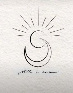 an ink drawing of the letter s with sun rays coming out of it's center