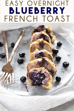 blueberry french toast on a plate with fork