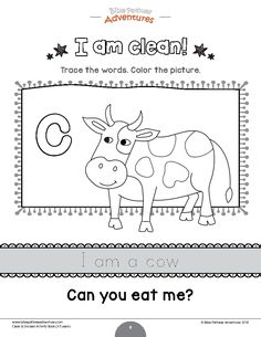 an animal worksheet with the words i am clean in black and white, which is