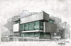 an architectural drawing of a modern building