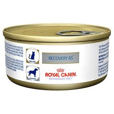 an open can of royal canin veterinary diet recovery canned wet cat food with chicken