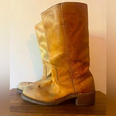 Already Broken In For Ya :) Used Frye Boots. Campus Size: 11 Color: Tan/Banana Style: 14l Can Be Polished Up To Look New Or Keep The Patina/Gently Worn Look. These Bad Boys Will Last Forever!! Frye Campus Boots, Campus Boots, Already Broken, Shoes Vintage, Size 11 Heels, Frye Boots, Frye Shoes, Vintage Shoes, Shoes Heels Boots