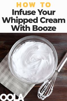 an image of whipped cream in a bowl with the title how to make whipped cream from scratch