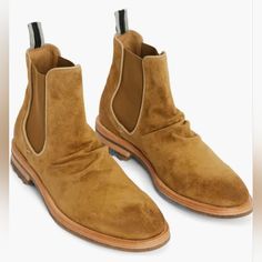 New With Dust Cover In The Original Box. Box Is Damaged. Slouchy Leather Adds Rugged Charm To A Dapper Chelsea Boot Furnished With An Easy-On Heel Loop And Grippy Tread. Color: Brownstone Dust Cover, Original Box, Man Shop