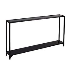 a black shelf with two shelves underneath it