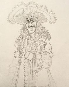 a drawing of a man wearing a costume