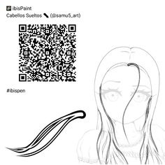 a drawing of a woman with long hair and a qr code on her face