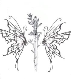 Dagger With Wings Tattoo, Fairy Sternum Tattoo, Sternum Tattoo Butterfly, Fairy Butterfly Tattoo, Fairy Wing Tattoos On Back, Fairy Back Tattoo, Fairy Wing Back Tattoo, Butterfly Wings Tattoo On Back, Butterfly Dagger Tattoo