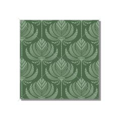 a green and white wallpaper with leaves on it