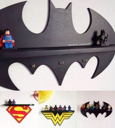 the batman logo is on top of this shelf