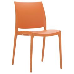 an orange chair on a white background with the seat upholstered to it's back