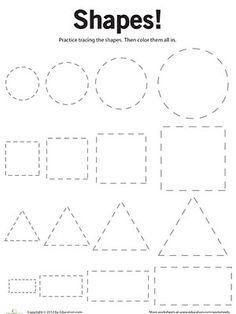 shapes worksheet for children to learn how to draw and color the shapes on paper