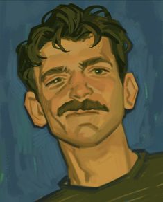 a digital painting of a man with a mustache