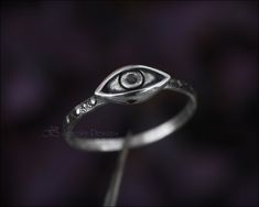 Small Sterling Silver Evil Eye Ring - LE Jewelry Designs Evil Eye Ring Silver, Lauren Elizabeth, Mystical Jewelry, Evil Eye Ring, Eye Ring, Ring Sizer, Dots Pattern, Sterling Silver Bands, Stackable Rings