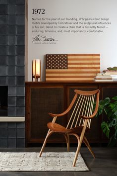 A wooden spindle lounge chair in cherry sit in front of a screened wall media case. On top of the media case rests a wooden lamp that is turned on. Beside the lamp is a wooden American Flag and a stack of books. Pop Up Vendor, Pop Up Vendor Booth, Halloween Decorations Outdoor Diy, Christmas Crafts For Adults Diy, Diy Christmas Crafts For Adults, Fall Craft Ideas, Antique Wooden Chairs, Halloween Crafts To Sell, Wood Working Projects