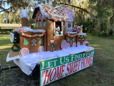 a homemade gingerbread house made to look like it's going to be christmas