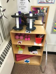 a book shelf filled with lots of different items