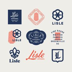 various logos and emblems for different types of beer products, such as lisle