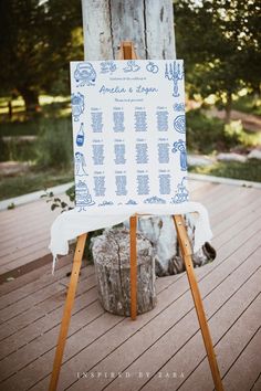 a wooden easel with a sign on it