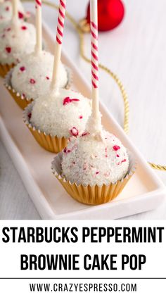 starbuck's peppermint brownie cake pop recipe on a white plate