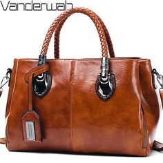 Vintage oil wax leather luxury handbags Hand Bags For Women, Brown Leather Totes, Leather Handbags Women, Handbags Women, Classic Bags, Casual Tote, Women Bag, Hand Bags, Vintage Handbags