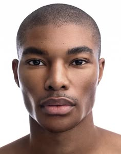 Niyo Malik, Reference Front View, Laminated Brows, Face Lighting, Buzz Haircut, Faces Reference, Faces Male, Dark Skin Models