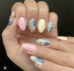 Cute Nails Pastel, Patchwork Nails, Colorful Nail, Classy Acrylic Nails, Cute Gel Nails, Get Nails, November 23