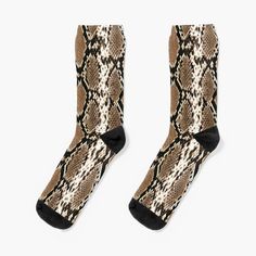 Super soft all-over printed knit socks with extra cushioning in the sole. Suitable for men and women. Woma Pythons, Snake Skin Boots Brown, Brown Snake Skin Boots, Python Boots, Python Snake, Python Skin, Snake Pattern, Python Print, Pattern Socks