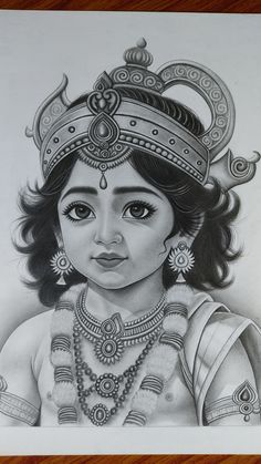 a pencil drawing of a woman wearing a tiara