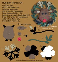 Rudolph Punch Art Card Rudolph Punch, Reindeer Punch, Punch Art Ideas