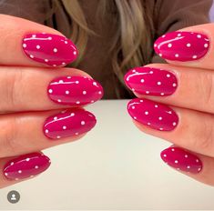 Red Polka Dot Nails, Pink Polka Dot Nails, Nails 2025, Dot Nails, Girl Nails, Valentine Nails, Polka Dot Nails, Dots Nails, Acrylic Nails Coffin Short