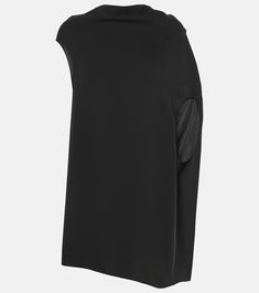 Aria draped silk top in black - The Row | Mytheresa Chic Silk Top With Cowl Back, Formal Pre-draped Draped Blouse, Fitted Silk Pre-draped Blouse, Formal Silk Blouse With Draped Sleeves, Silk Chiffon Tops For Evening, Evening Tops With Draped Sleeves For Summer, Summer Evening Tops With Draped Sleeves, Summer Evening Top With Draped Sleeves, Elegant Stretch Viscose Blouse