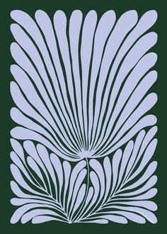 an art nouveau design in blue and white on a dark green background, with the shape of a flower