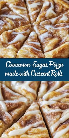 cinnamon - sugar pizza made with crescent rolls and cream cheese