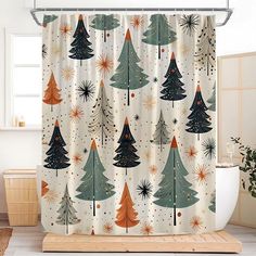 Celebrate the holiday season with our Merry Christmas Shower Curtain, featuring a charming vintage pine tree design. Measuring 70" x 70", this beautiful curtain adds a touch of rustic elegance to your bathroom decor. Pine Tree Decor, Pine Tree Design, Christmas Shower Curtain, Bath Store, Christmas Shower Curtains, Christmas Shower, Beautiful Curtains, Tree Design, Tree Designs