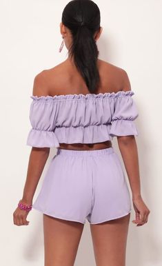 Two Piece Sets > Wild For You Two Piece Set In Lavender Purple Summer Crop Top For Parties, Trendy Purple Sets For Summer, Casual Party Sets For Spring, Trendy Spring Outfit Sets For Day Out, Purple Crop Top For Vacation, Cute Summer Crop Top For Parties, Cute Crop Top For Summer Parties, Cute Summer Party Crop Top, Cute Summer Day Out Sets