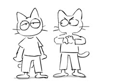 two cartoon cats standing next to each other