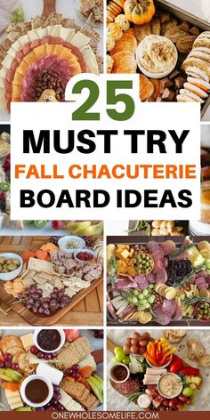 Collage of fall charcuterie boards. Charcuterie Board Ideas Fall, Charcuterie Board Ideas Thanksgiving, Fall Charcuterie Board Ideas, Chacuterie Board, Fall Charcuterie Board, Thanksgiving Board, Fall Charcuterie, Charcuterie Board Meats, Charcuterie Board Ideas