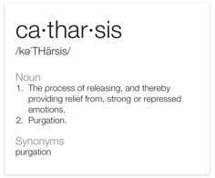 the words catharsis are written in black and white on a white paper background