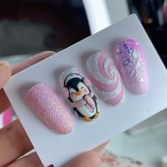 Miser Brothers Nails, Christmas Nails Maximalist, Christmas Animal Nails, Cute Christmas Nails Pink, Christmas Cookie Nails, Christmas Movie Nails, Reindeer Nails Designs, Christmas Character Nails, Crazy Christmas Nails