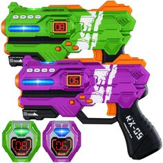 PRICES MAY VARY. Multi-functional laser gun:Laser Tag Guns Set includes 2 guns and 2 vests.Two teams can battle.There are four gun types to choose from:single shot/laser gun/machine gun/plasma gun.Four teams choose.Switch between your favourite modes for intense, exciting battles. Easy to set up：Open the battery case and insert batteries by the correct oplarity,laser tag uses 4 AAA batteries and Breastplate uses 3 AAA batteries（not included batteries).Build your team,then switch modes and you ca Birthday Toys, Cool Gifts For Kids, Laser Tag, Kids Gift Guide, Aaa Batteries, Toys For Kids, Best Birthday Gifts, Birthday Fun, Outdoor Play